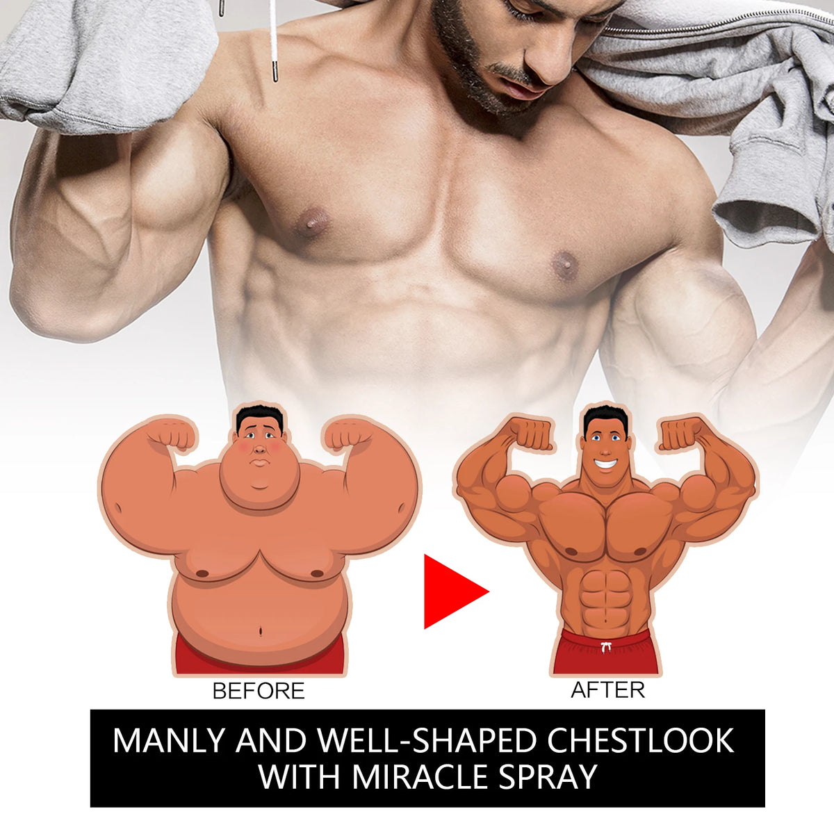 Gynecomastia Removal Spray and Chest Fat Reduction Oil for Men Seeking Muscle Shape