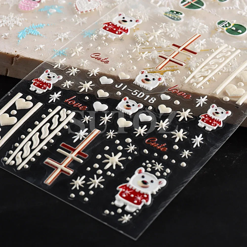 Christmas Nail Stickers and Winter Snowflake Nail Decals for Holiday Art