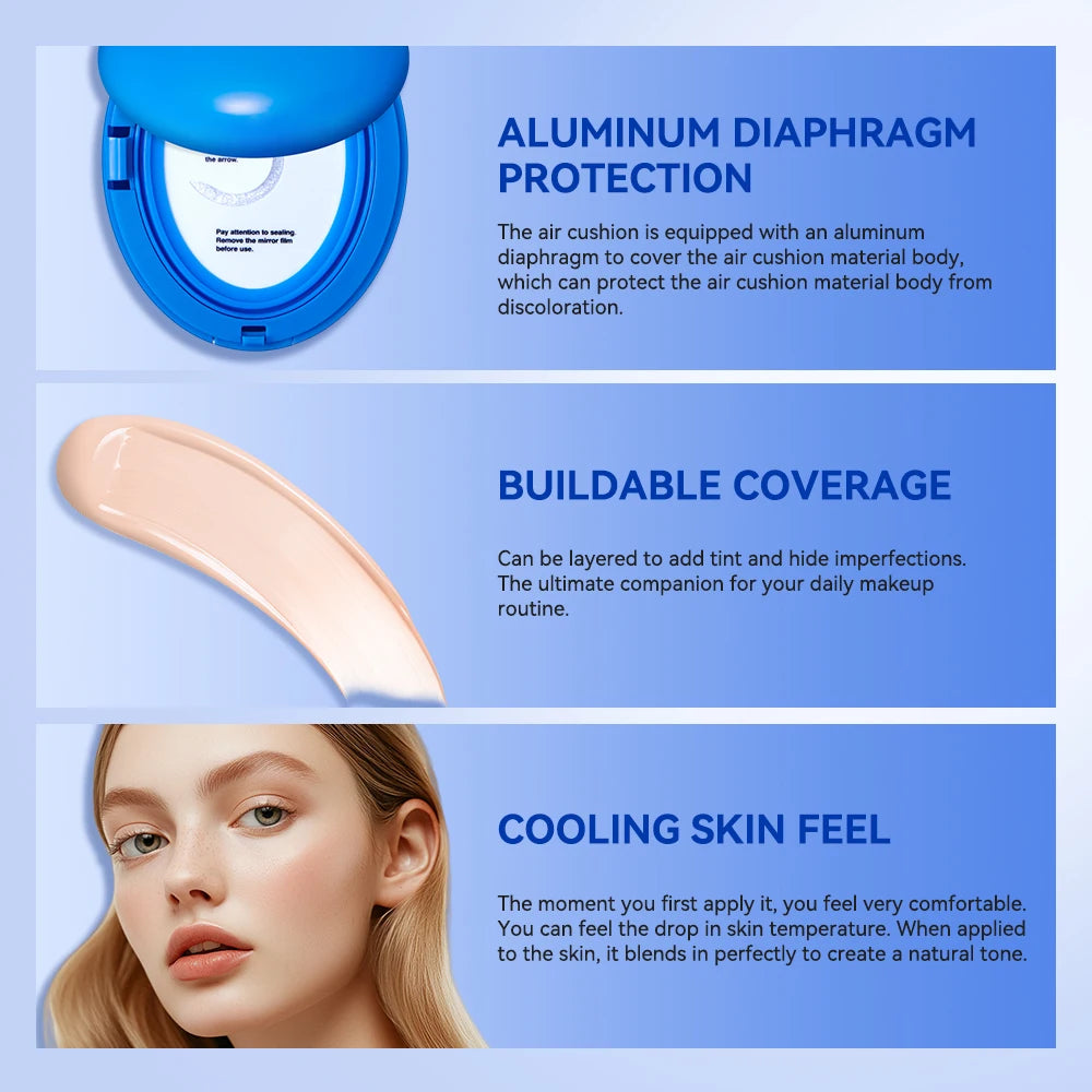 Cushion Foundation and Face Makeup Base for Long Lasting Daily Skin Coverage