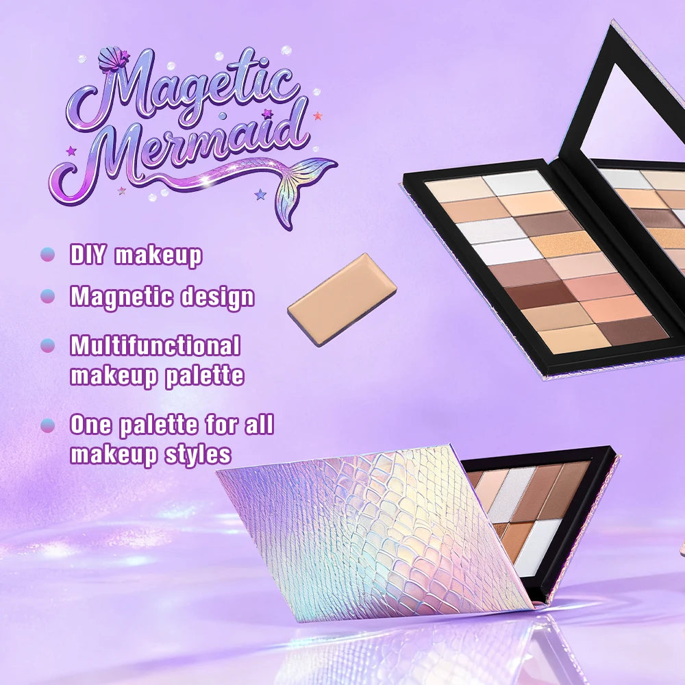 Magnetic Mermaid Makeup Palette and Eyeshadow Kit for Professional Artists and Daily Use