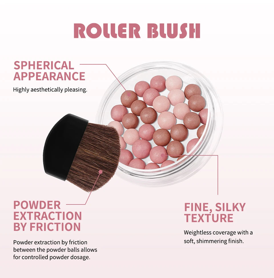 Roller Blush and Shimmer Powder Beads for Natural Glowing Cheek Makeup - 10