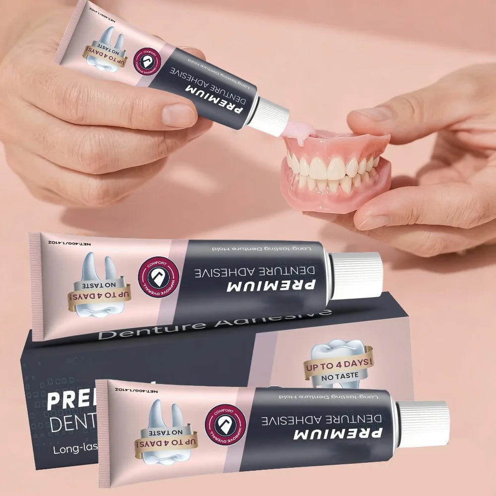 Denture Adhesive and Dental Care Gel for Secure All Day Denture Stability