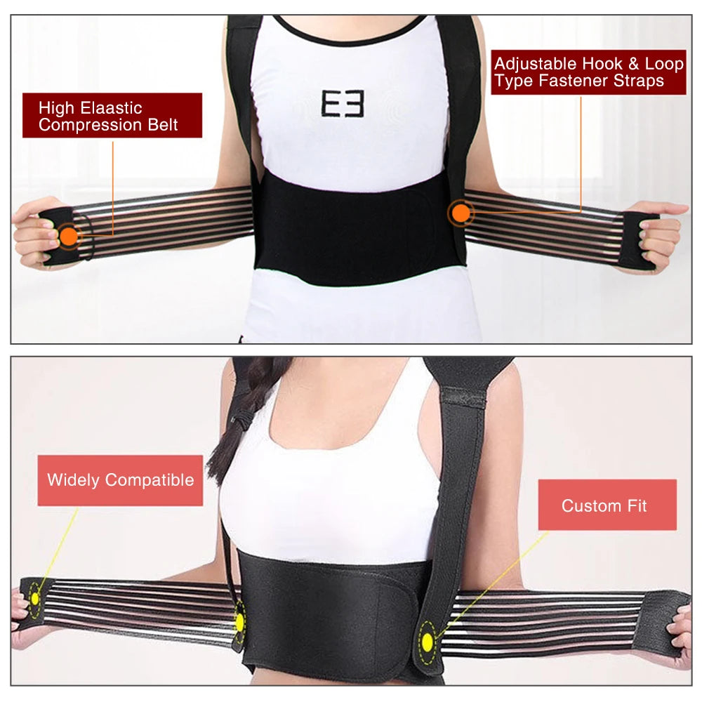 Self Heating Tourmaline Back Brace and Magnetic Posture Support for Relief - 13