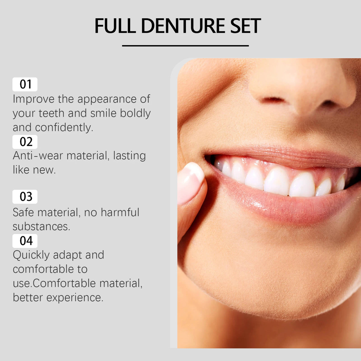 Silicone Denture Set and Temporary False Teeth for Improving Your Smile and Confidence