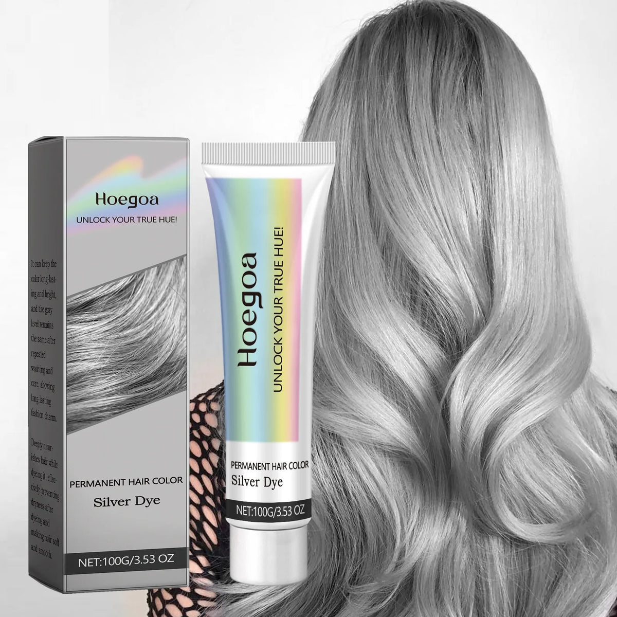 Permanent Silver Hair Dye and Gray Hair Color Cream for Salon Quality Results