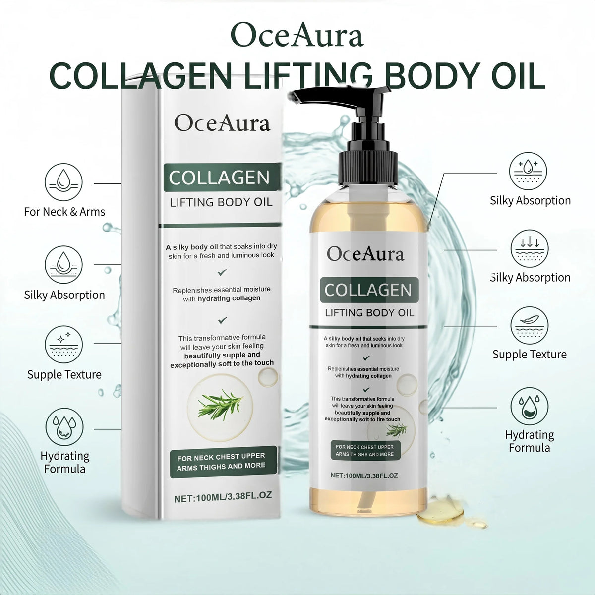 Collagen Body Firming Massage Oil and Tightening Skin Serum for Daily Body Care