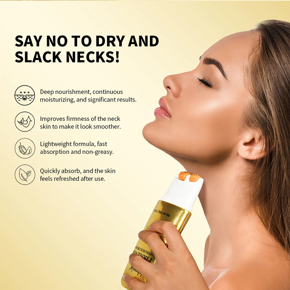 Firming Neck Cream and Anti Wrinkle Roller for Smoother Skin and Neck Lines