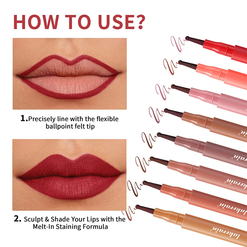 Lip Liner Stain and Waterproof Lip Contour Pen for Precise Long Lasting Makeup