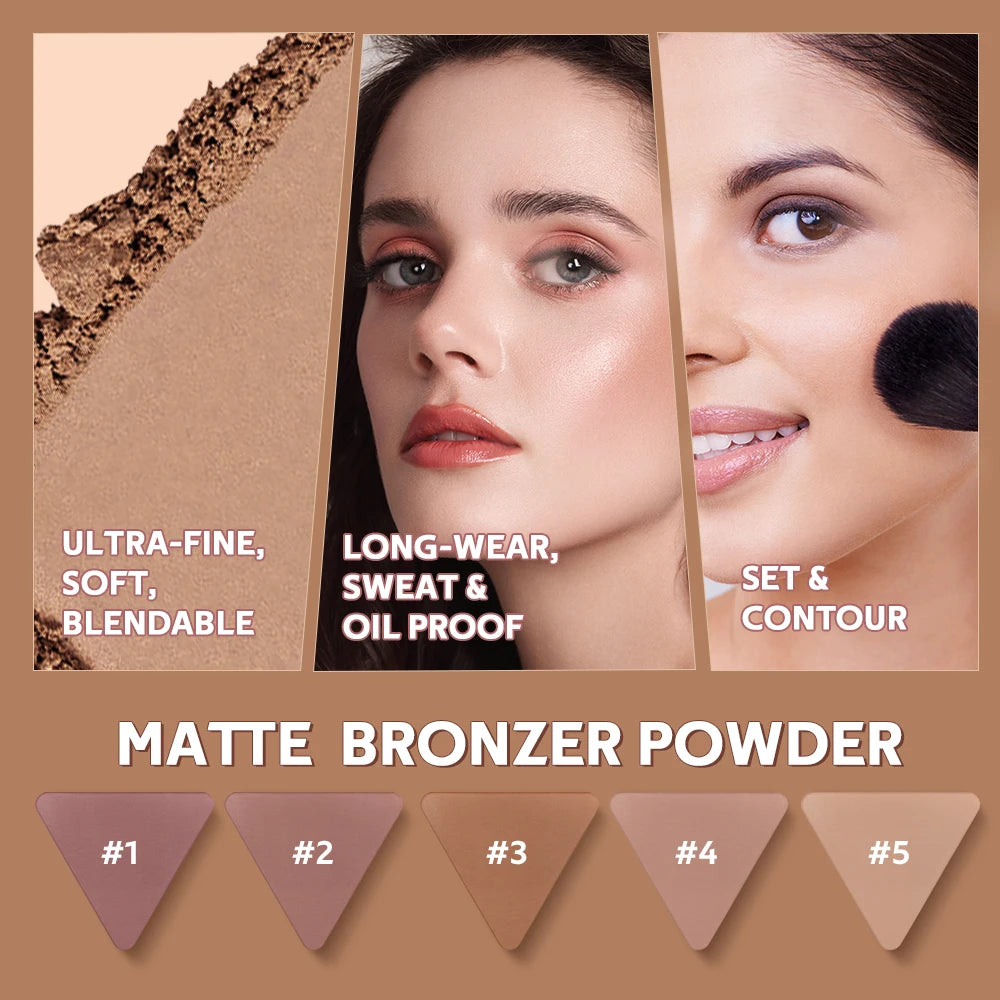 Matte Bronzer and Face Contour Powder for Sculpted Cheeks and Smooth Finish