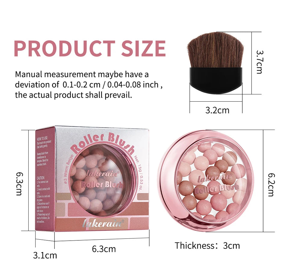Roller Blush and Shimmer Powder Beads for Natural Glowing Cheek Makeup - 16