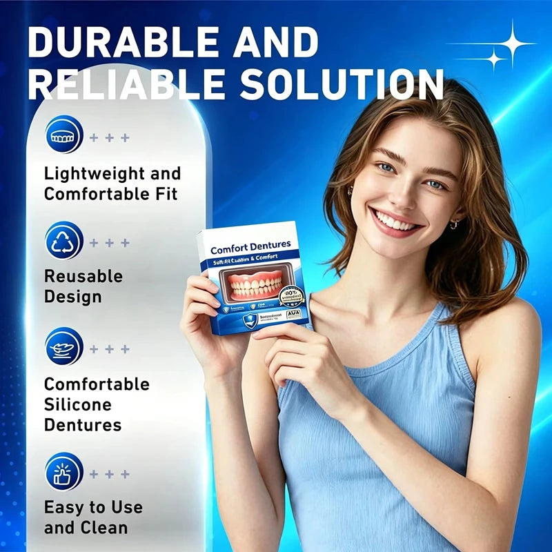 Silicone Dentures and Cosmetic Fake Teeth for Instant Smile Confidence Results