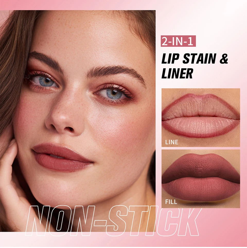 Lip Liner Stain and Waterproof Lip Contour Pen for Precise Long Lasting Makeup