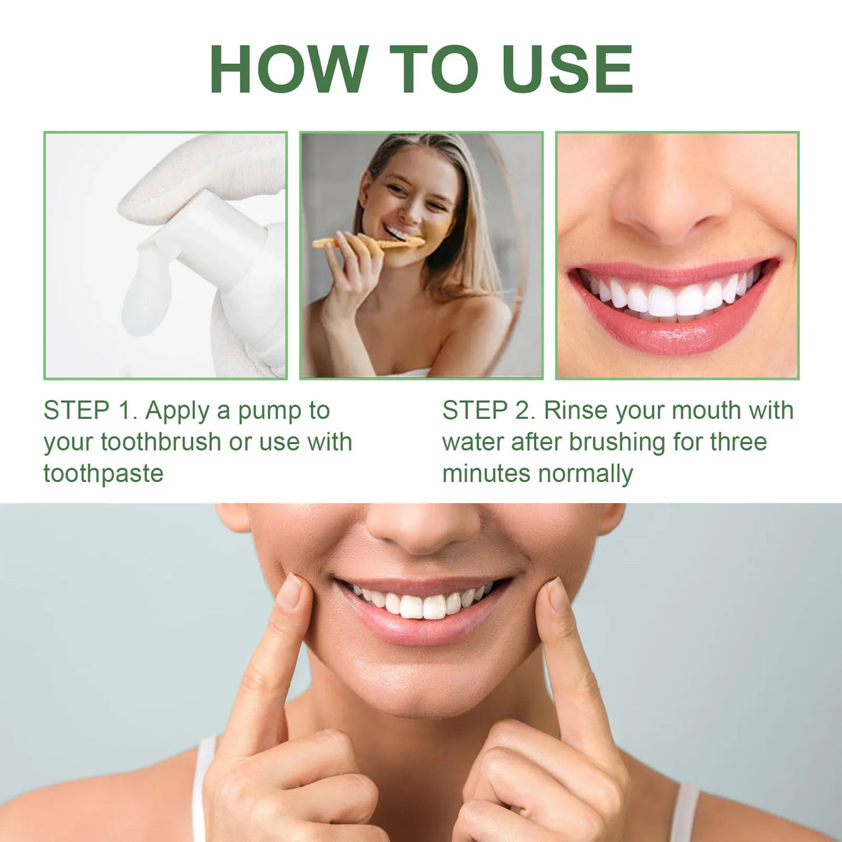Whitening Foaming Toothpaste and Dental Mousse for Daily Teeth Stain Removal