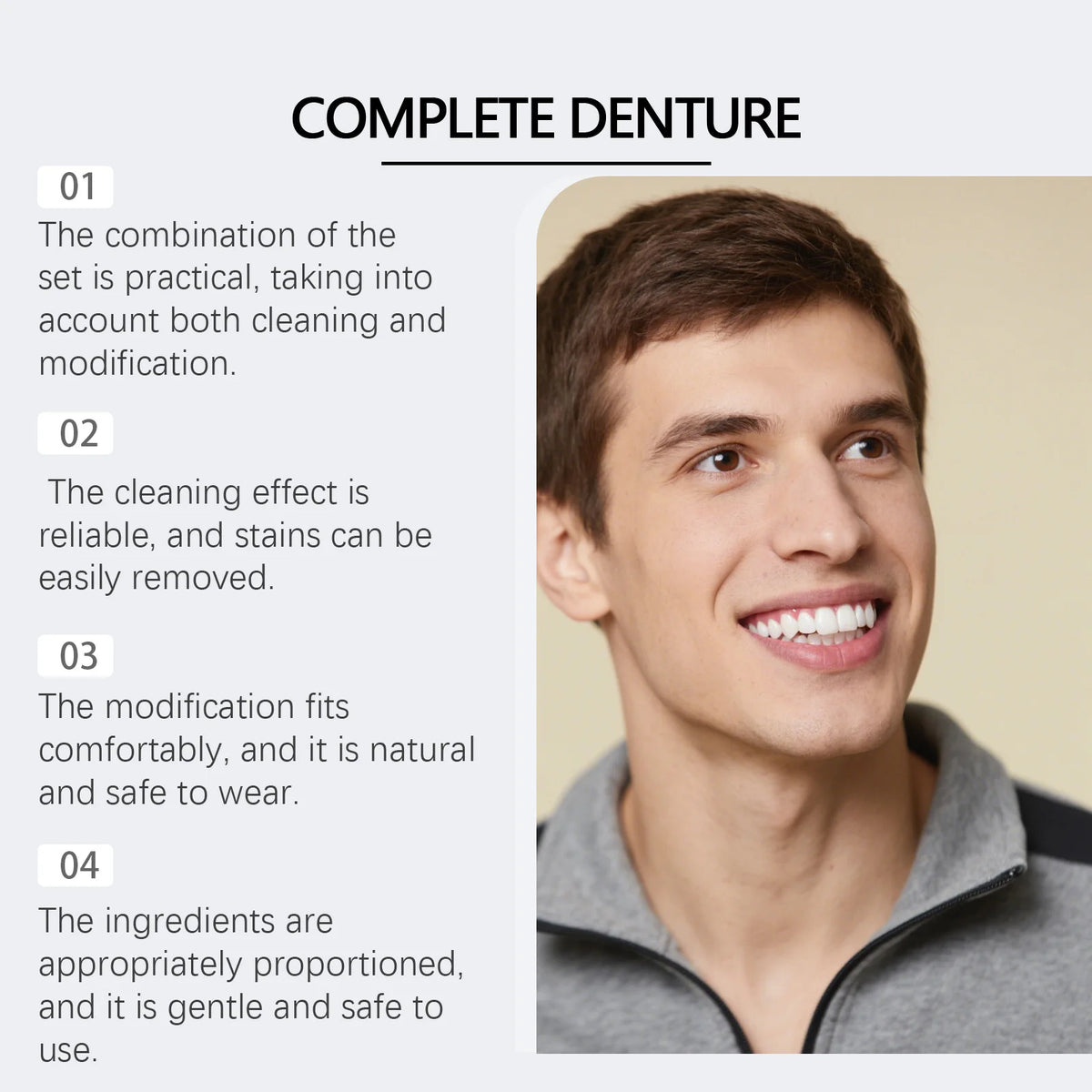 Cosmetic Denture Kit and Fake Teeth Set for Covering Missing or Stained Teeth