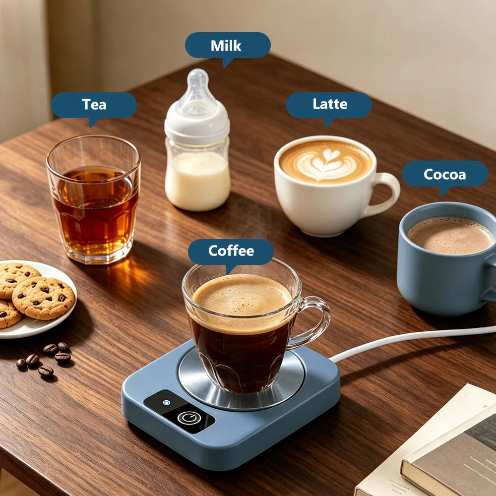 Electric Mug Warmer and Beverage Heating Coaster for Home and Office Use