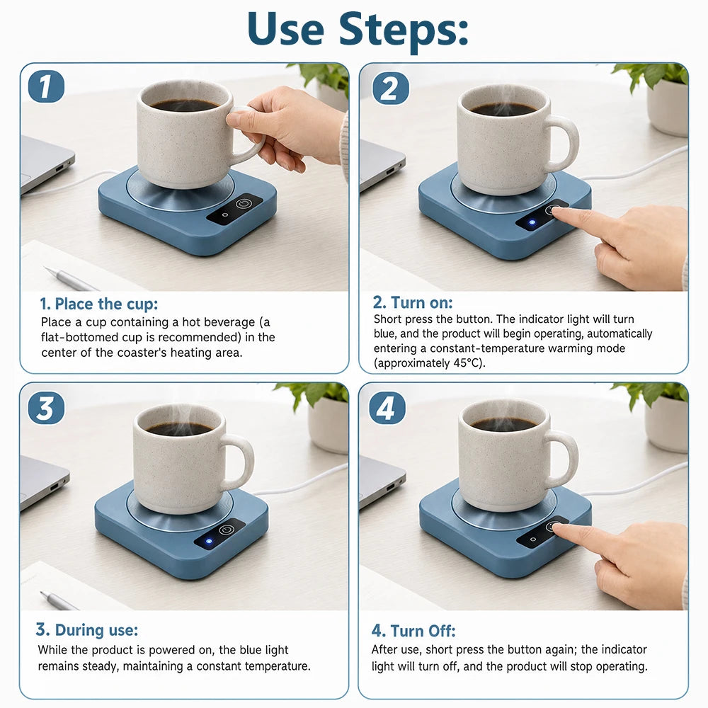 Electric Mug Warmer and Beverage Heating Coaster for Home and Office Use - 12