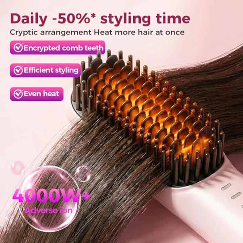 Hair Straightening Brush and Heated Smoothing Comb for Quick Daily Styling - 1