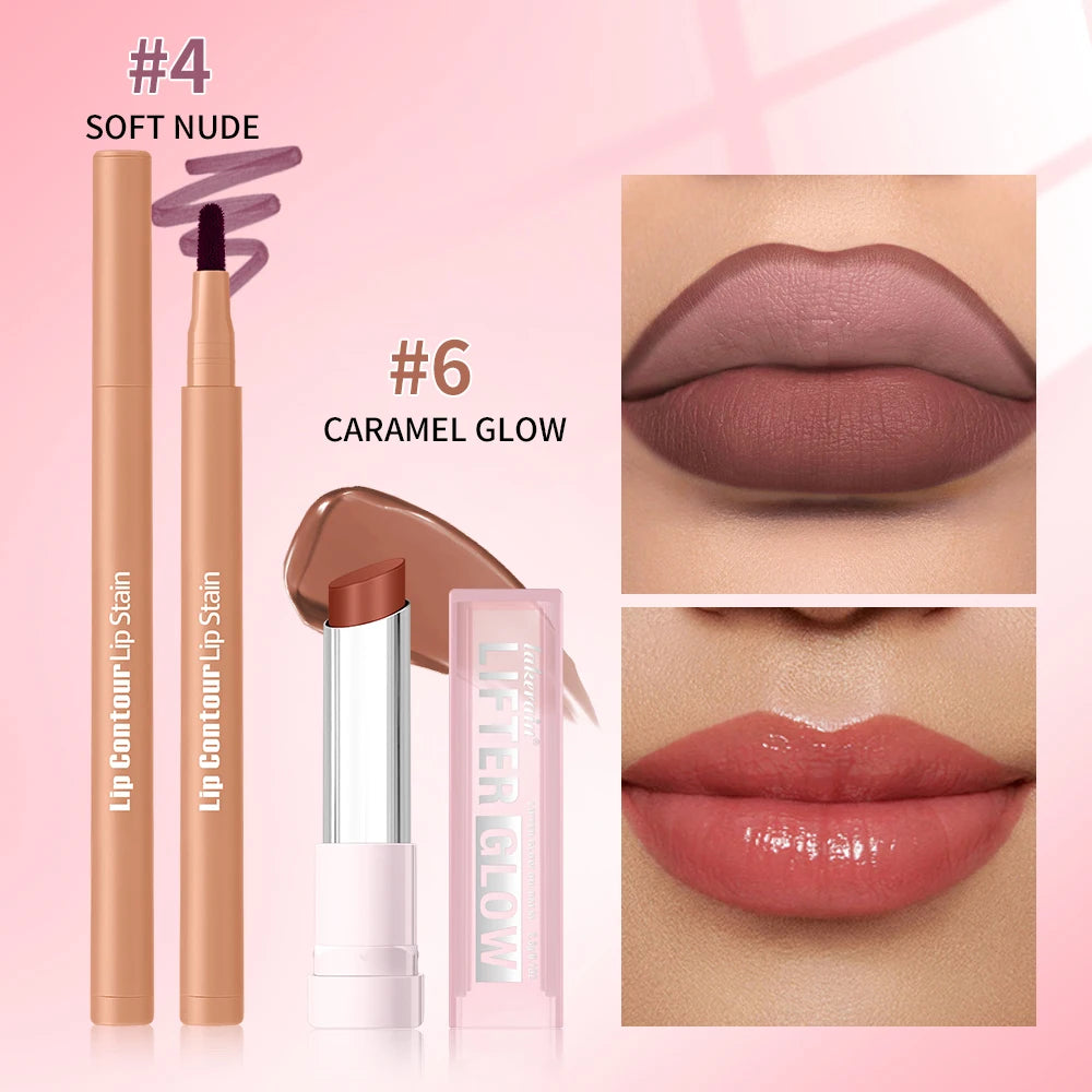 Lip Liner Pencil and Hydrating Balm Set for Defined Lips and Daily Makeup Routine