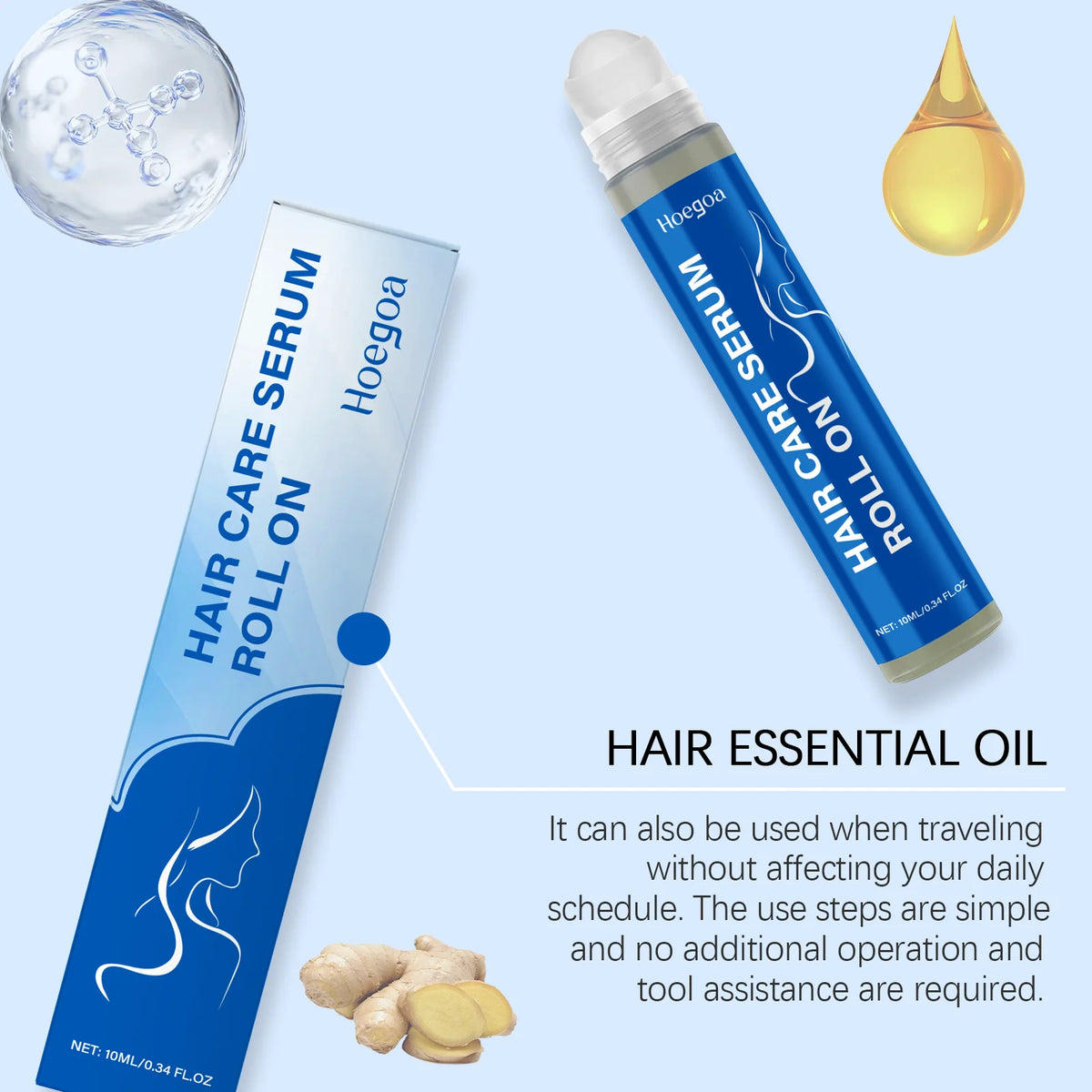 Rosemary Hair Serum and Scalp Roller for Thicker Fuller Hair Growth Routine
