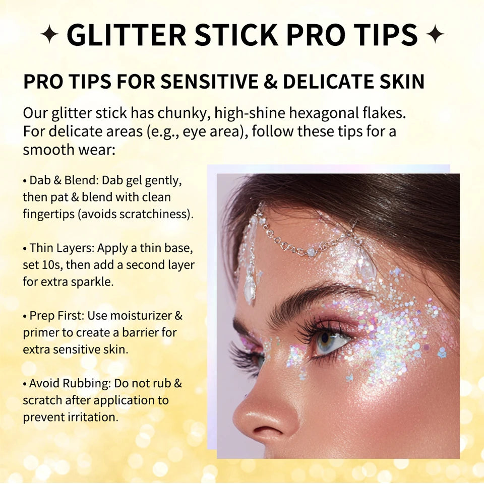 Body Shimmer Stick and Glitter Glow Balm for Festival and Party Makeup Looks - 16