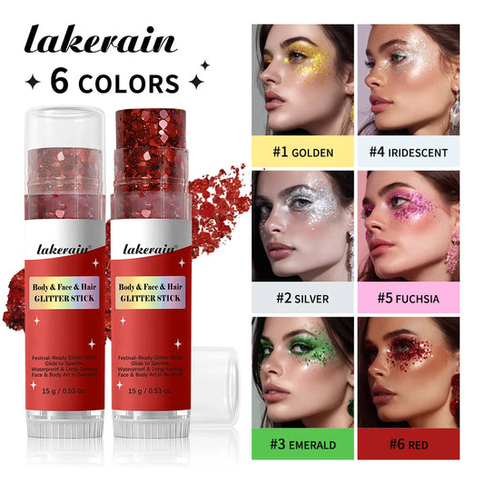 Body Shimmer Stick and Glitter Glow Balm for Festival and Party Makeup Looks