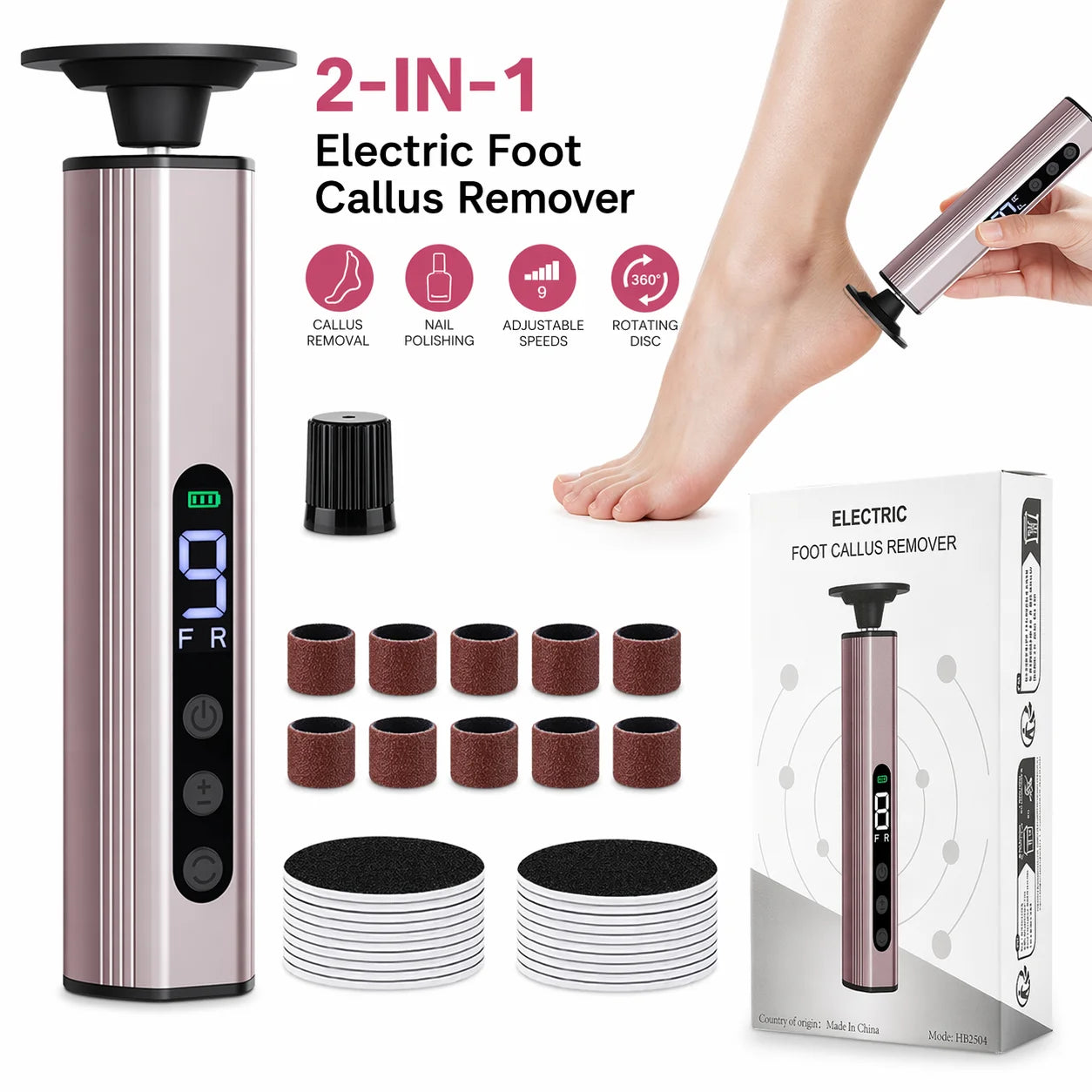 Electric Foot File and Callus Remover for Smooth Heels and Professional Pedicures - 7