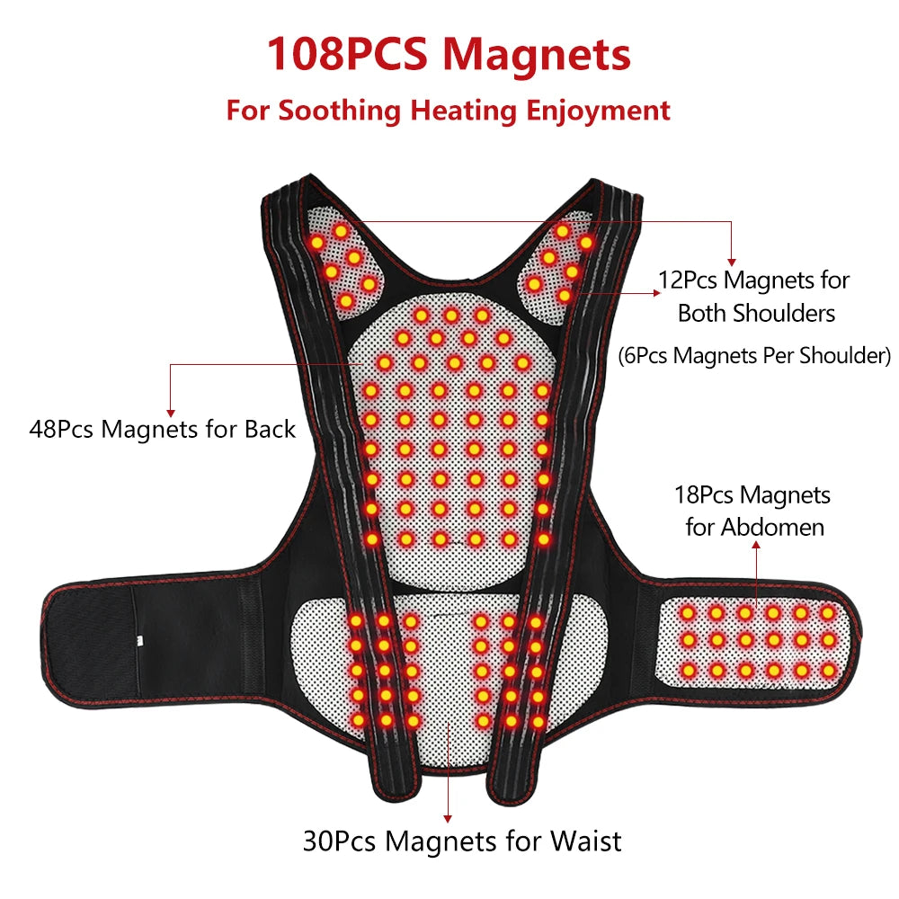 Self Heating Tourmaline Back Brace and Magnetic Posture Support for Relief - 6