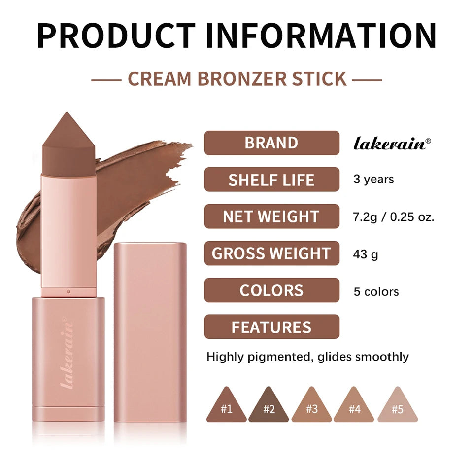 Cream Bronzing Stick and Contour Shaping Makeup for a Natural Sun Kissed Glow - 18