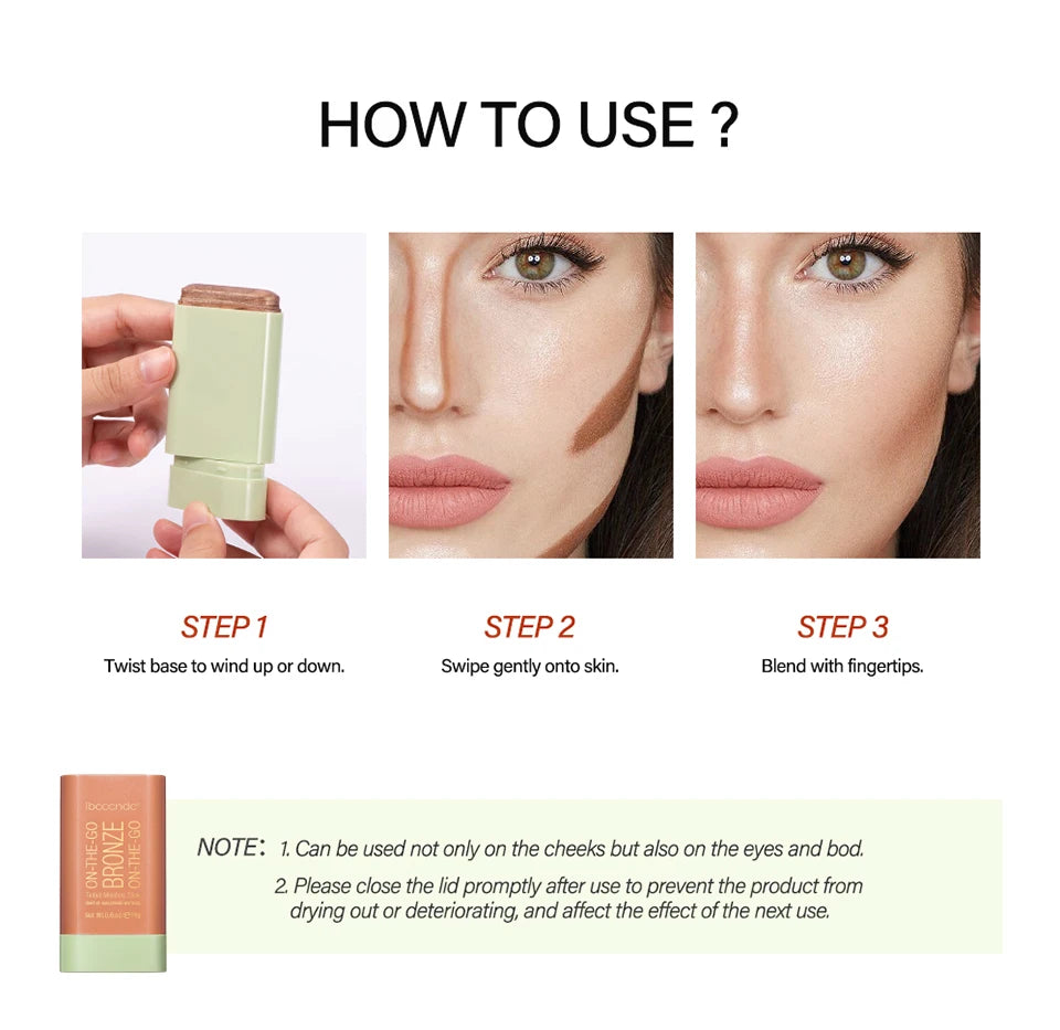 Contour Bronzer Stick and Face Sculpting Makeup for Daily Glowing Complexion - 14
