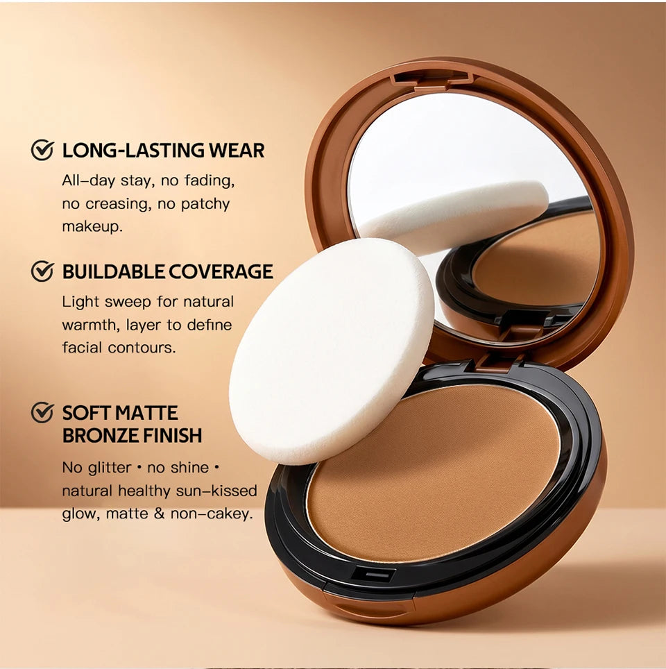 Matte Bronze Powder and Pressed Setting Powder for a Natural Sun Kissed Look