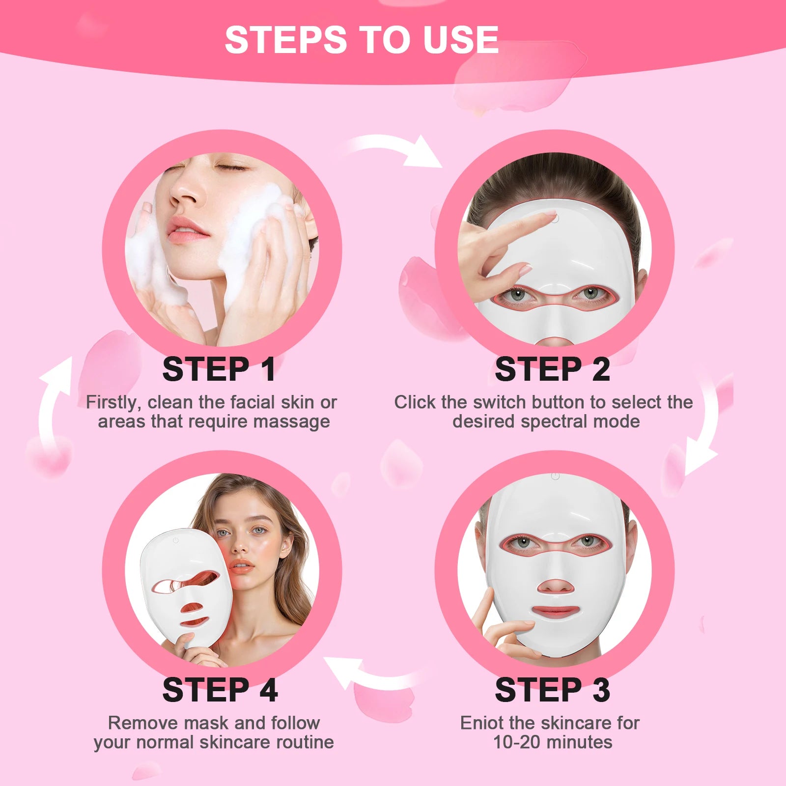 LED Photon Facial Mask and Light Therapy Device for Home Skin Rejuvenation - 14