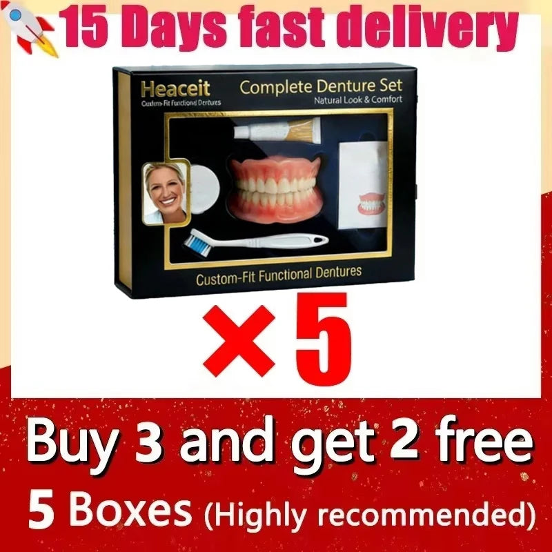 Silicone Full Denture Set and Fake Teeth Alternative for Daily Natural Oral Comfort