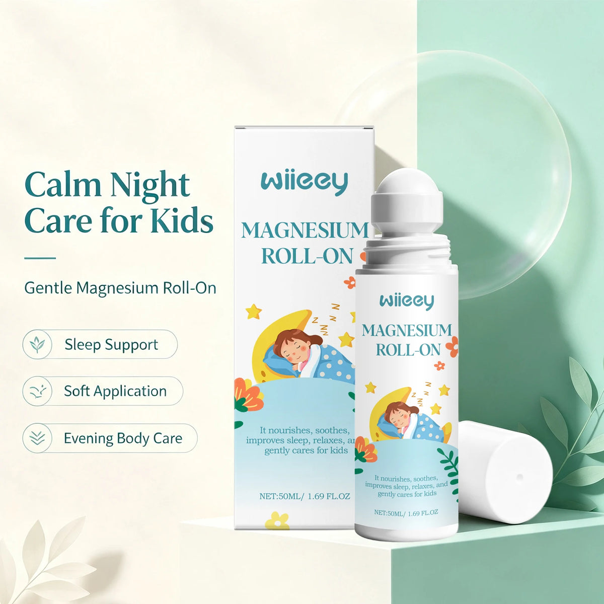Magnesium Roll On and Sleep Calming Roller for Kids Bedtime Routine Body Relaxation