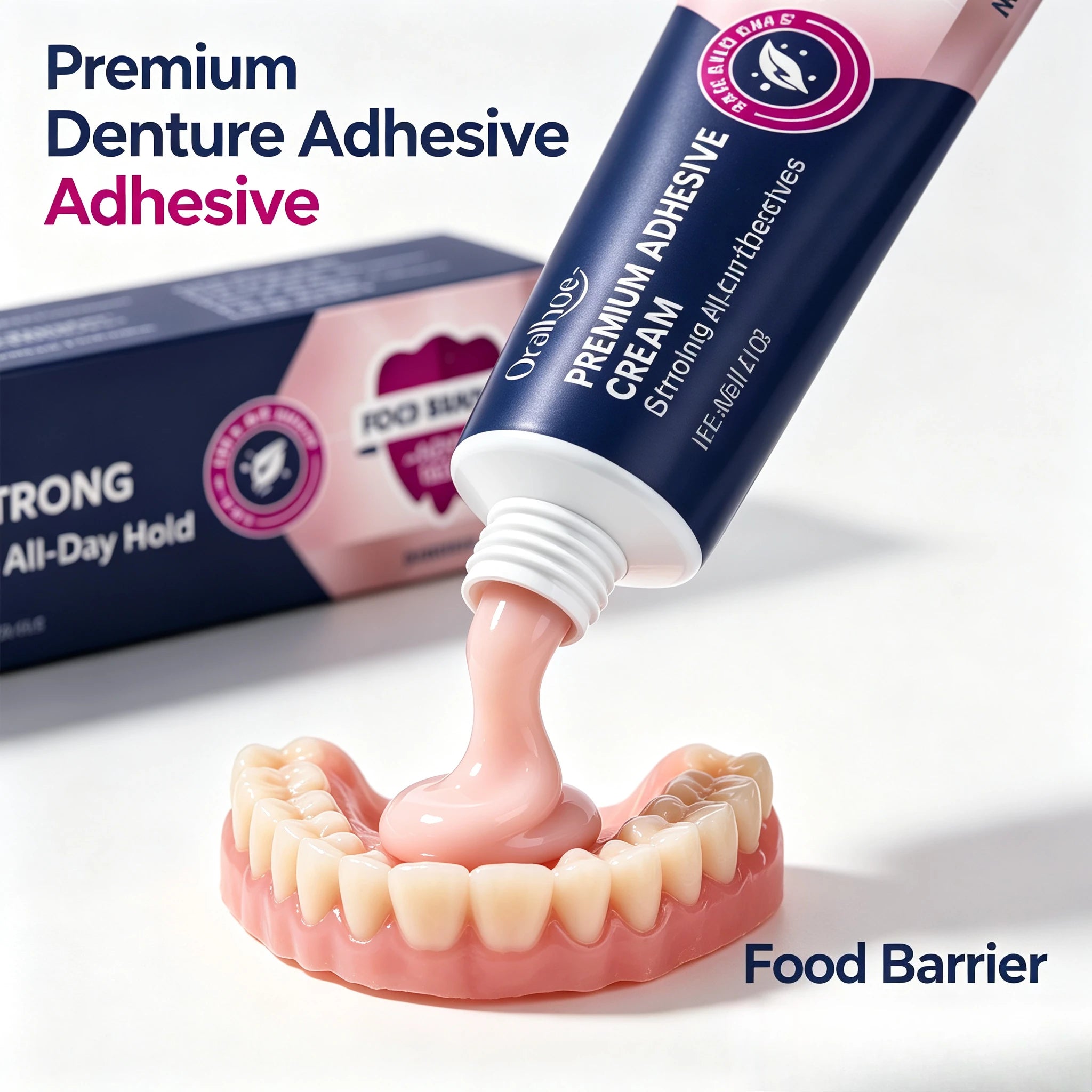 Denture Adhesive Cream and Secure Fix Glue for Full and Partial Denture Wearers - 1