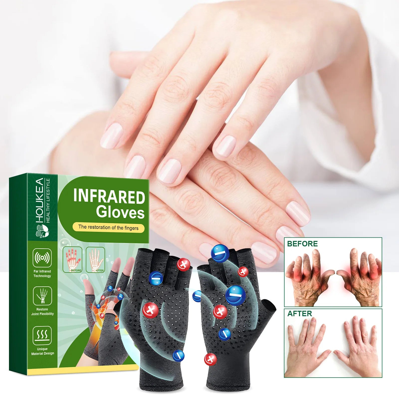Magnetic Arthritis Gloves and Compression Hand Support for Daily Pain Relief - 2