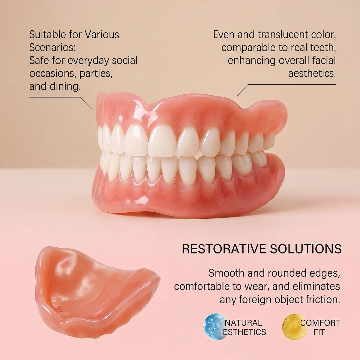 Silicone Snap On Dentures and Instant Smile Veneers for Daily Oral Care Use