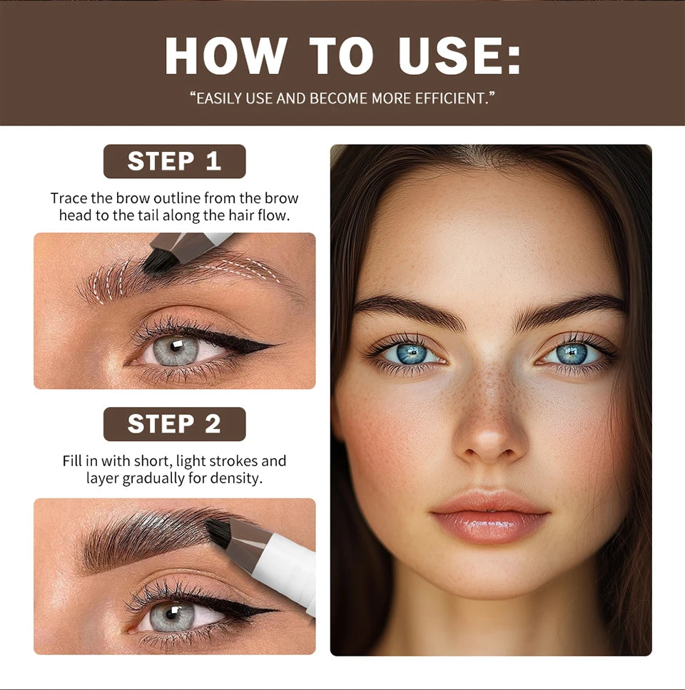 Liquid Eyebrow Pen and Fork Tip Tattoo Marker for Natural Long Lasting Daily Makeup - 16