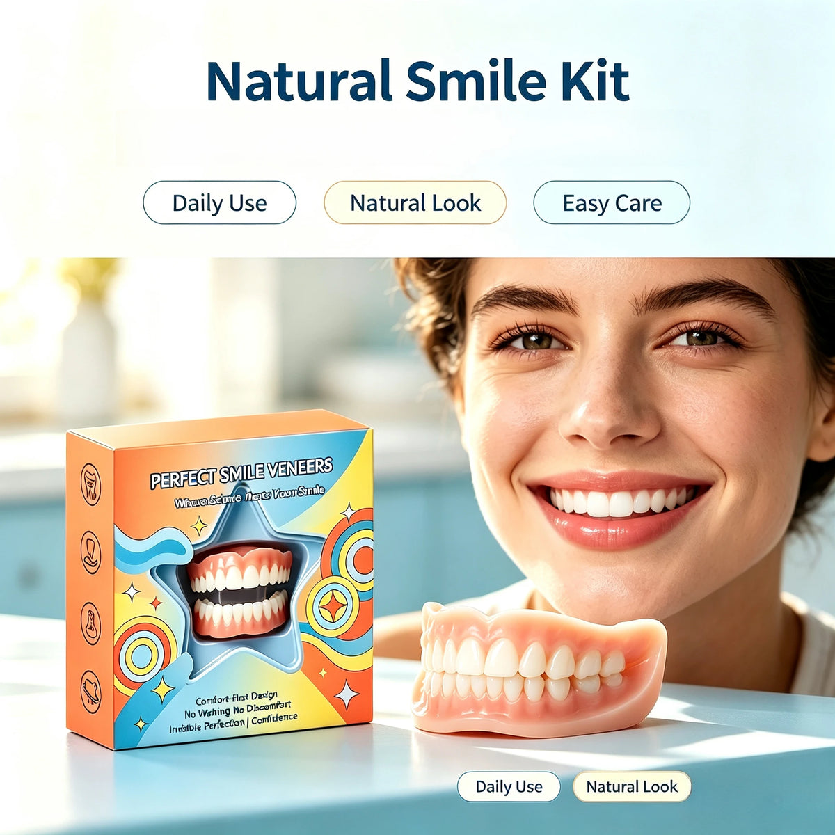 Cosmetic Fake Teeth and Denture Adhesive Kit for Natural Smile Transformation
