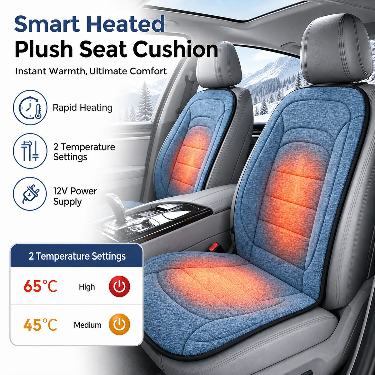 Heated Car Seat Cover and Thermal Cushion for Cold Winter Commuting Drivers
