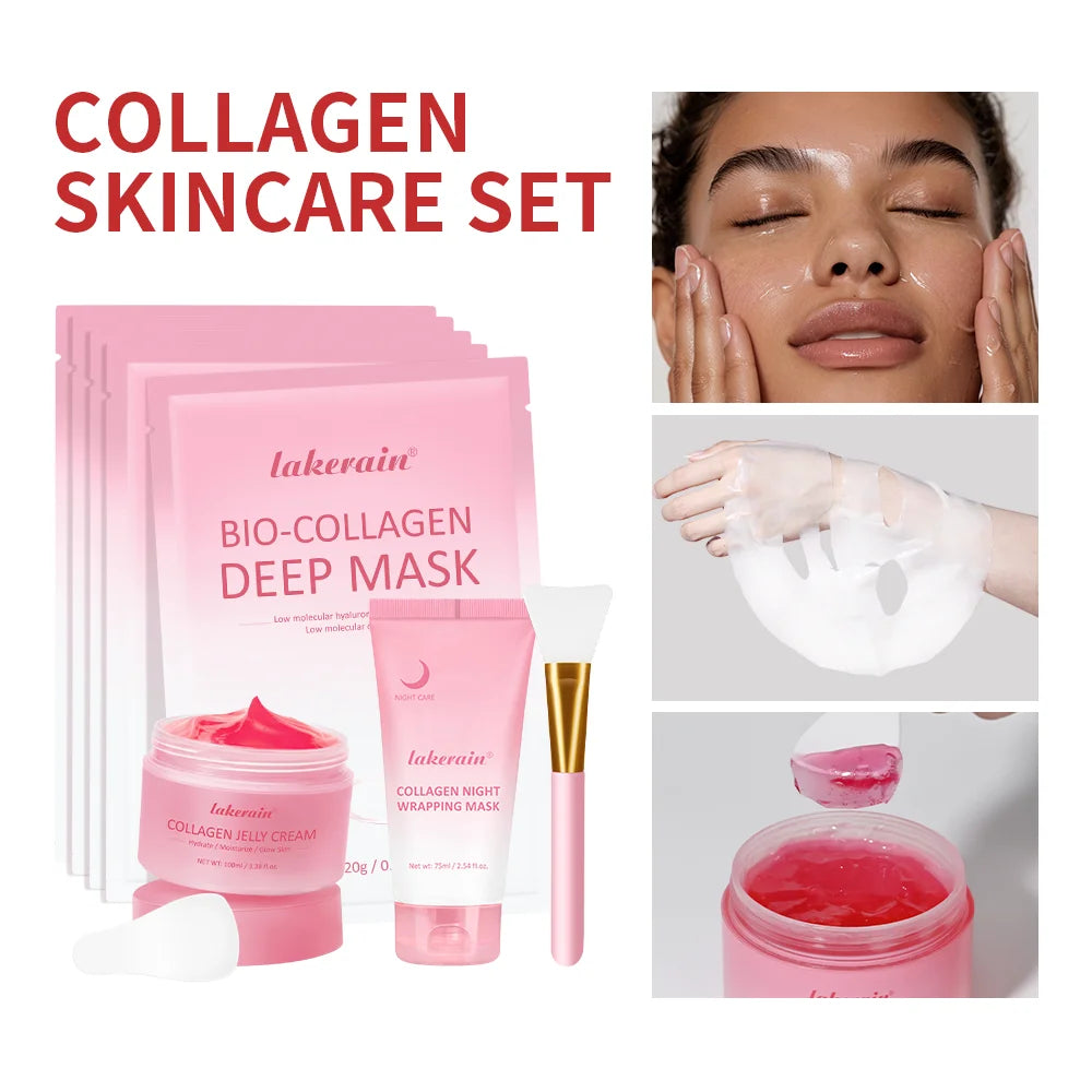 Collagen Skincare Set and Facial Mask Kit for Deep Hydration and Nourishment