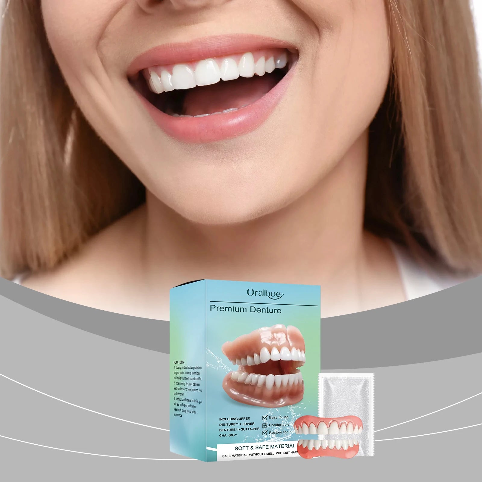 Silicone Denture Set and Temporary False Teeth for Improving Your Smile and Confidence - 7