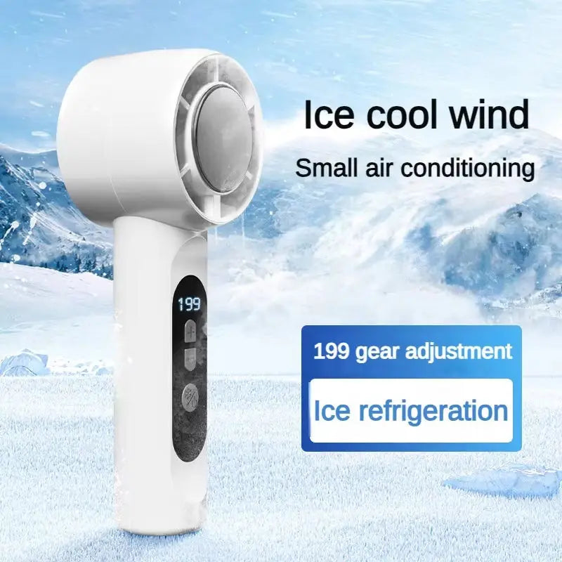 Rechargeable Turbo Mini Fan and Ice Cooling Handheld Device for Travel and Office - 2