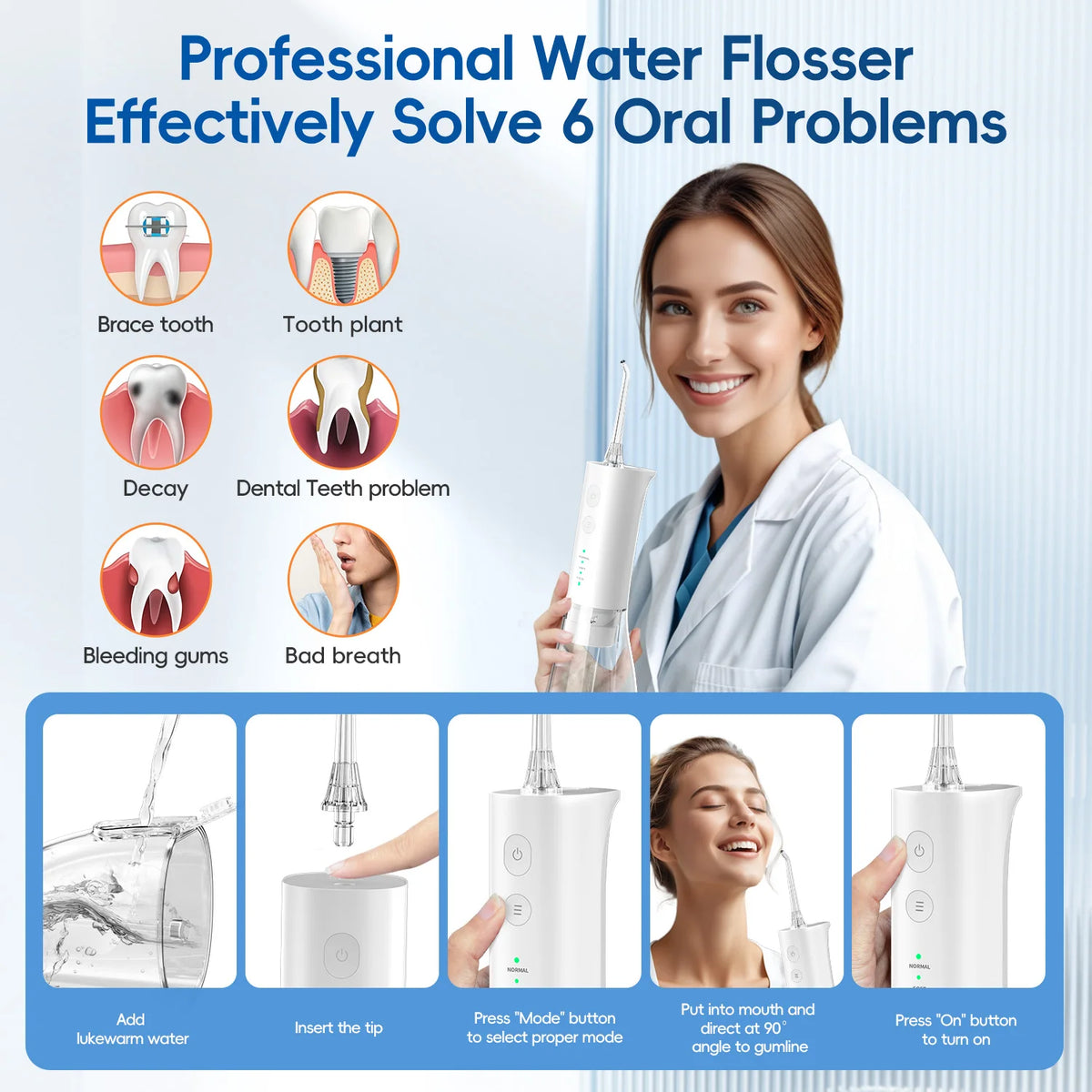 Portable Water Flosser and Oral Irrigator for Daily Teeth Cleaning Routine