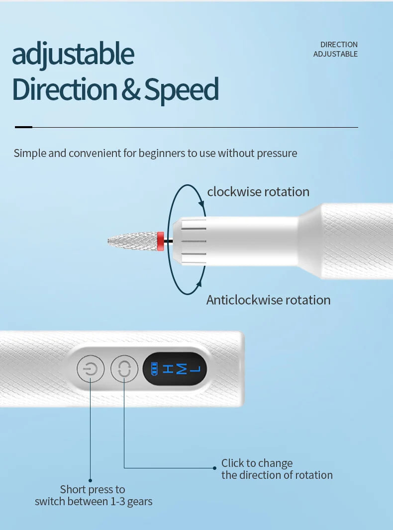 Cordless Nail Drill and Electric Nail File for Salon Quality Manicure at Home