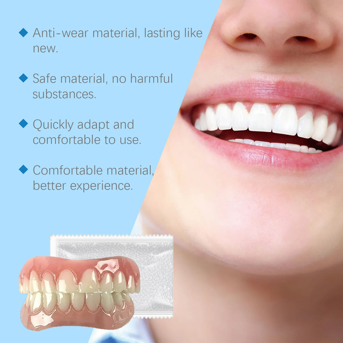 Full Denture Set and Temporary Dental Veneers for Natural Smile and Tooth Restoration