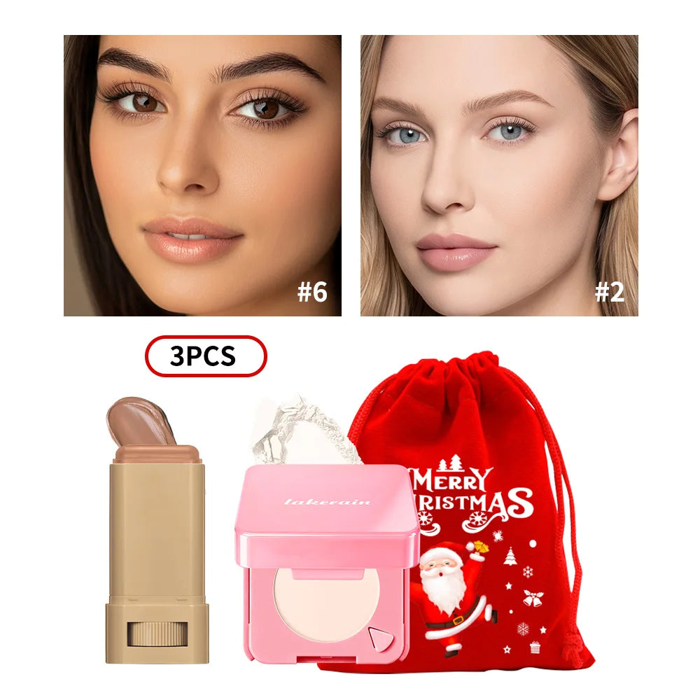 Foundation Stick and Pressed Powder Set for Daily Makeup and Holiday Gifting - 36