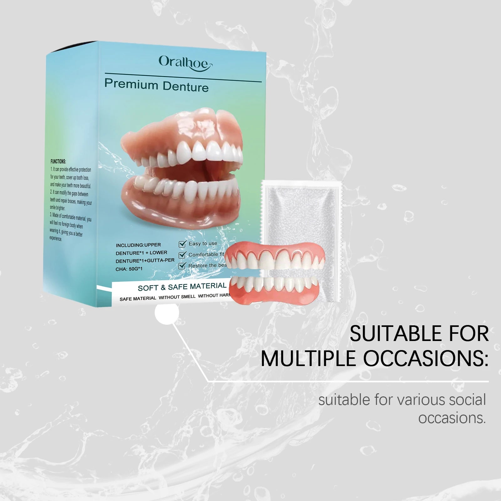 Silicone Denture Set and Temporary False Teeth for Improving Your Smile and Confidence - 12