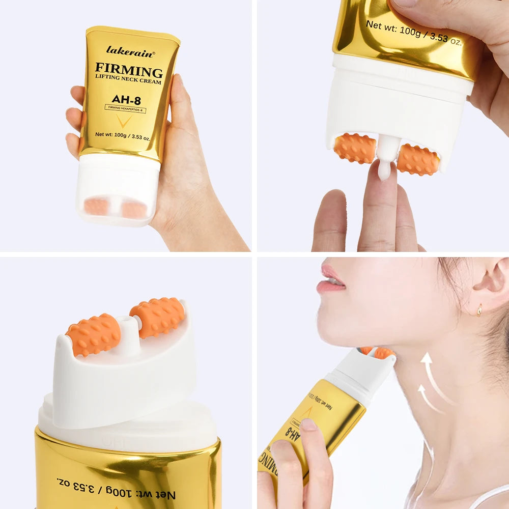 Firming Neck Cream and Anti Wrinkle Roller for Smoother Skin and Neck Lines