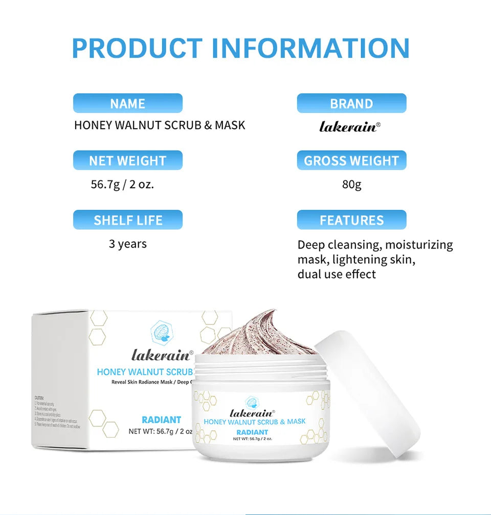 Honey Facial Scrub and Exfoliating Face Mask for Radiant Skin and Deep Cleaning