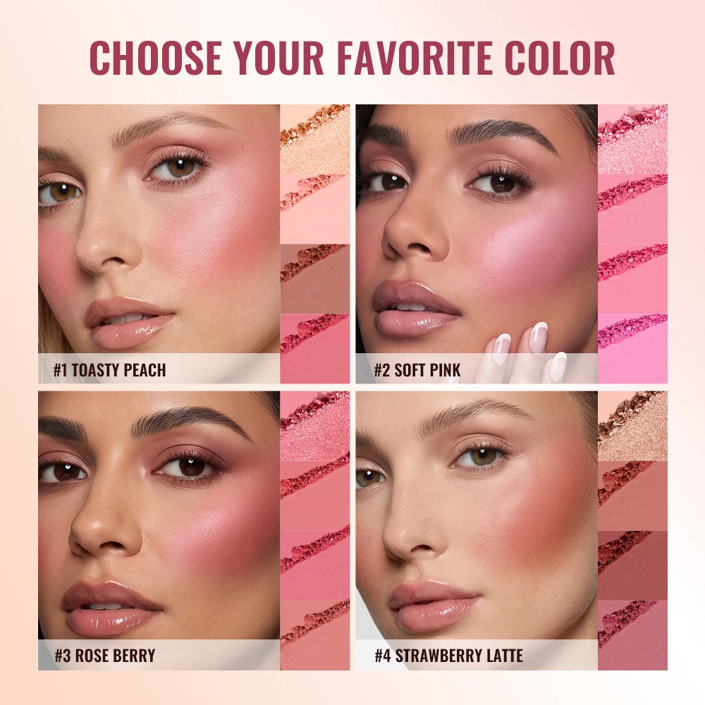 Blur Filter Blush Palette and Cheek Makeup Kit for a Natural Flushed Look